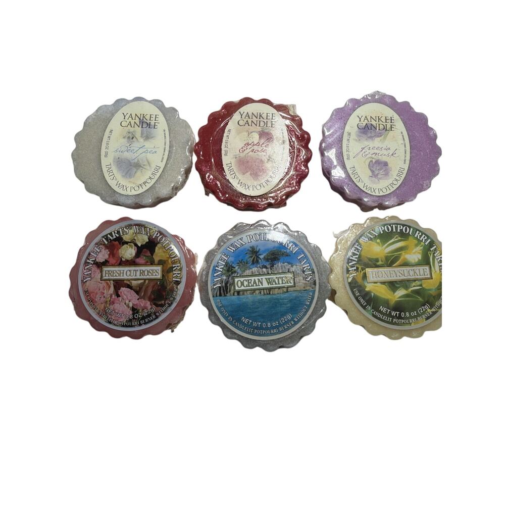 Lot Of 6 Yankee Candle Wax Tart Melts Honeysuckle Freesia Apple Rose Roses Sweet